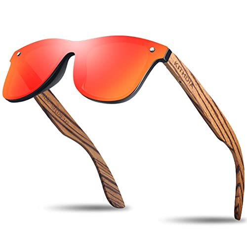 KITHDIA Holz Sonnenbrillen Herren und Damen Polarisierte Sonnenbrille mit Holzbügeln/UV400-Schutz C5029 von KITHDIA