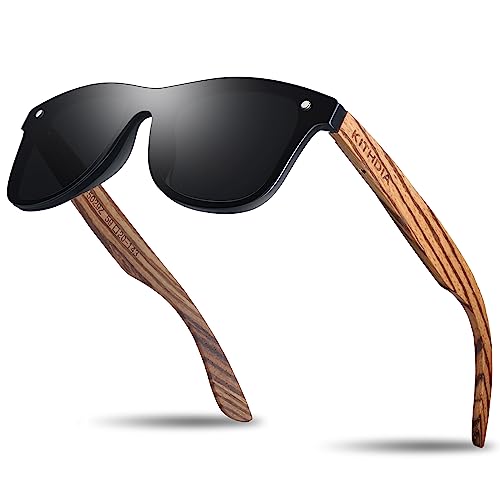 KITHDIA Holz Sonnenbrillen Herren und Damen Polarisierte Sonnenbrille mit Holzbügeln/UV400-Schutz C5029 von KITHDIA