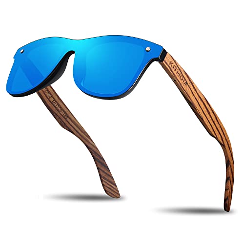 KITHDIA Holz Sonnenbrillen Herren und Damen Polarisierte Sonnenbrille mit Holzbügeln/UV400-Schutz von KITHDIA