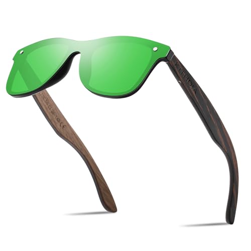 KITHDIA Holz Sonnenbrillen Herren und Damen Polarisierte Sonnenbrille mit Holzbügeln/UV400-Schutz von KITHDIA