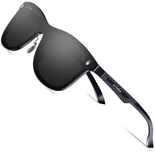 KITHDIA Klassik Polarisiert Sonnenbrille Herren Aluminium Magnesium Metallrahmen S143 (Schwarz Linse/Schwarz-S8203) von KITHDIA