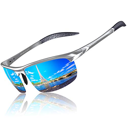 KITHDIA Sonnenbrille Herren Polarisierte Sportbrille Fahrerbrille Al-Mg Metall Rechteckig Rahme Cat3 CE S6502 von KITHDIA