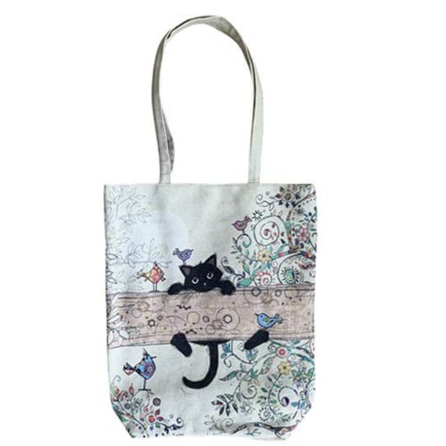 KIUB Totebag Katze in der Natur auf einem Baum - Modell mit einem sehr großen Boden von 10 cm - hochwertige Baumwolle mit Reißverschluss von KIUB