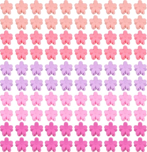 KIUEZIR 100 Stück Kleine Blumen Haarspangen in Farbmischung, Langlebige Mini Krallenklammern aus Acryl mit Blumenmuster, Accessoires für Damen für das alltägliche Styling/Partys und Feines/Kurzes Haar von KIUEZIR