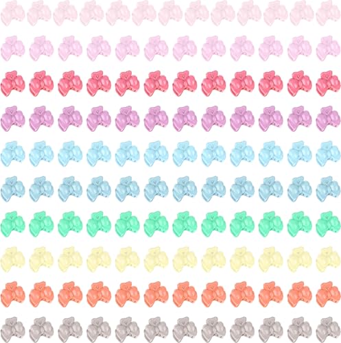 KIUEZIR 100 Stück Kleine Bogen Haarspangen in Farbmischung, Langlebige Mini Krallenklammern aus Acryl mit Blumenmuster, Accessoires für Damen für das alltägliche Styling/Partys und Feines/Kurzes Haar von KIUEZIR