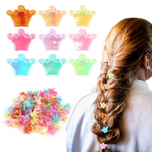 KIUEZIR 80 Stück kleine Haarklammern in Kronenform – Mini-Haarklammern mit glänzendem Finish zum Flechten, rutschfest und starker Halt, niedliche kleine Kopfbedeckungen für Frauen für den täglichen von KIUEZIR