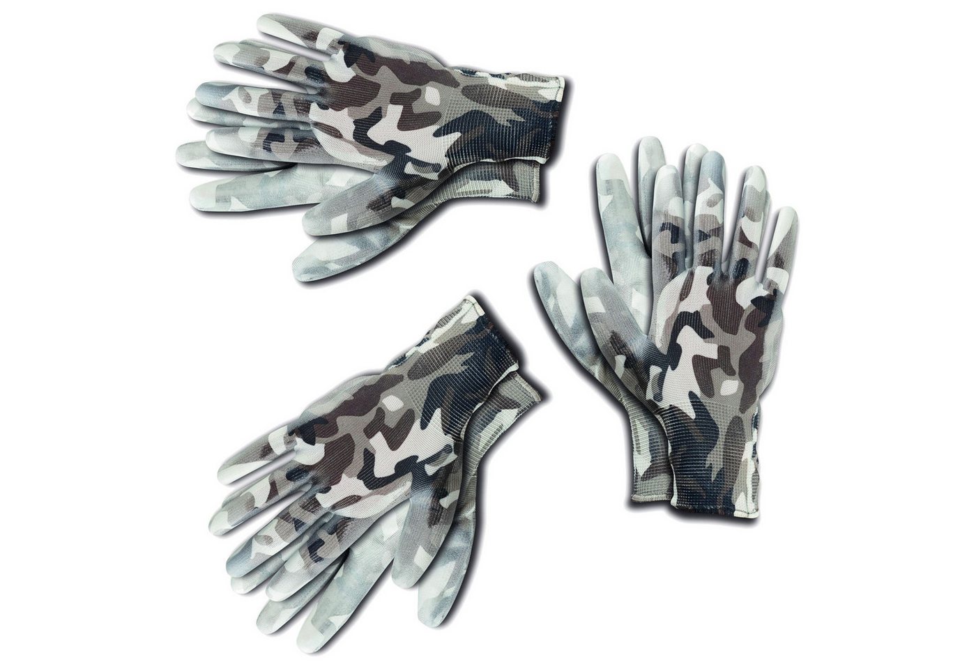 KIXX Gartenhandschuhe Handschuhe für die Gartenarbeit, Camouflage-Weiß, 3er Set von KIXX