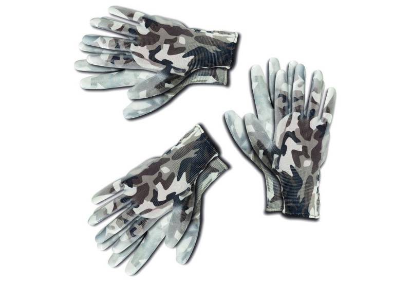 KIXX Gartenhandschuhe Handschuhe für die Gartenarbeit, Camouflage-Weiß, 3er Set von KIXX