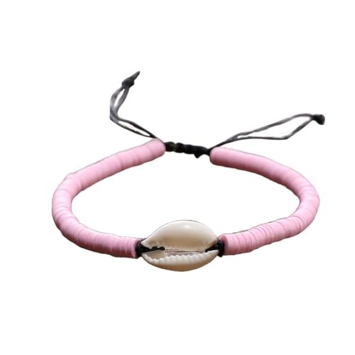 KIXZSAZ 1 Set geflochtene Armbänder, handgefertigtes Muschelarmband, Teenager Mädchen, Mode Accessoire, handgefertigte Schmucksets für das tägliche Kleid, Rosa von KIXZSAZ