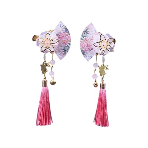 KIXZSAZ 2 Stück Frau Mädchen Fan Haarspange Friseur Ornament Haarspange Tragbare Haarnadel Haarstyling Zubehör für die Bühne, Rosa von KIXZSAZ