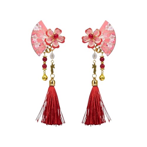 KIXZSAZ 2 Stück Frau Mädchen Fan Haarspange Friseur Ornament Haarspange Tragbare Haarnadel Haarstyling Zubehör für die Bühne, Rot von KIXZSAZ