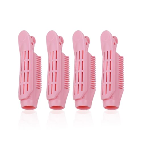 KIXZSAZ 4er Pack Volumizing Long Short Hair Root Clip Tragbare Curler Roller Clip Salon Barber Styling Curling für Mädchen, Rosa von KIXZSAZ