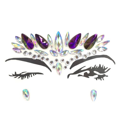 KIXZSAZ Auge Gesicht Juwelen Strass Aufkleber Augenbraue temporäre Schmuck DIY Dekorationen Kostüm Festival Make up Zubehör, Dunkelviolett von KIXZSAZ