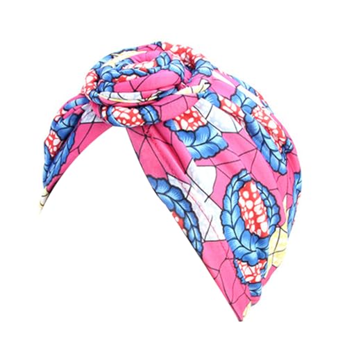 KIXZSAZ Bohemian Styles Head Wraps für Frauen, elastisches Design, V förmig, vorgebundene Schlafmütze, plissierte Schädelkappe, modisch, roserot von KIXZSAZ