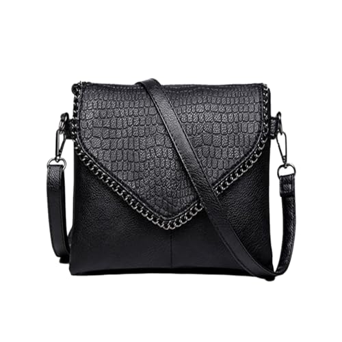 KIXZSAZ Damen Umhängetasche aus PU – schwarzer Umschlag, verstärkte Gelenke, einfache Organisation, Messenger Taschen, Umhängetasche, Schultertasche, Schwarz S von KIXZSAZ