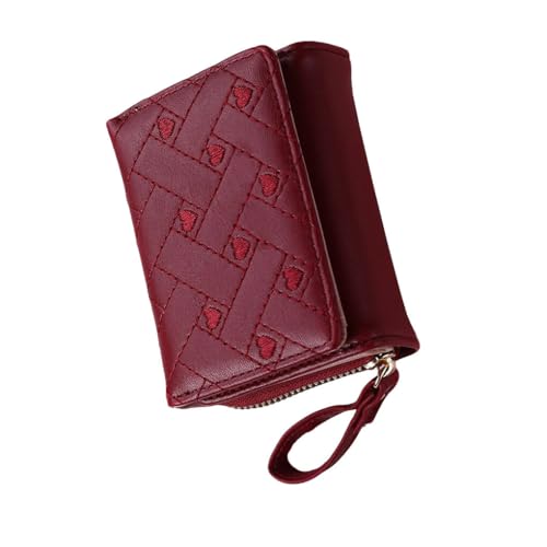 KIXZSAZ Damenmode Trifold Wallet Luxus Multi Slots Wallets Portable Leder Geldbörse Reißverschluss Folding Kreditkarteninhaber, Rot von KIXZSAZ