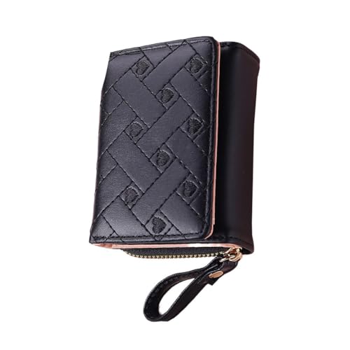 KIXZSAZ Damenmode Trifold Wallet Luxus Multi Slots Wallets Portable Leder Geldbörse Reißverschluss Folding Kreditkarteninhaber, Schwarz von KIXZSAZ