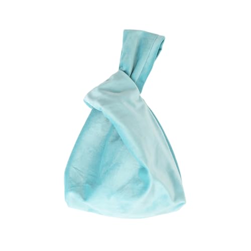 KIXZSAZ Exquisite Samt Handgelenktasche mit ordentlicher Verkabelung und wunderschöner Handwerkskunst. Tragbare Handtasche im eleganten Plüschstil, hellblau von KIXZSAZ