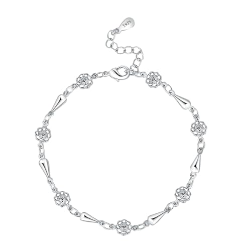 KIXZSAZ Geeignet für viele Gelegenheiten. Das Retro Armband aus Roségold mit einfachen Blumen passt mühelos zu jedem Outfit und ist das beste Geschenk, Weißes Gold von KIXZSAZ