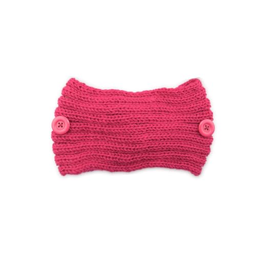 KIXZSAZ Gehäkelte Stirnbänder Bequeme Kopfbedeckung mit Knöpfen Verstellbare, breite, klobige Ohrenwärmer, gestricktes Stirnband für Frauen von KIXZSAZ