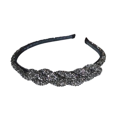 KIXZSAZ Haarband Strass Weave Handwerk Kristall Haarbänder Breite Stirnbänder Hoop Hochzeit Styling Zubehör Kopfschmuck, Grau von KIXZSAZ