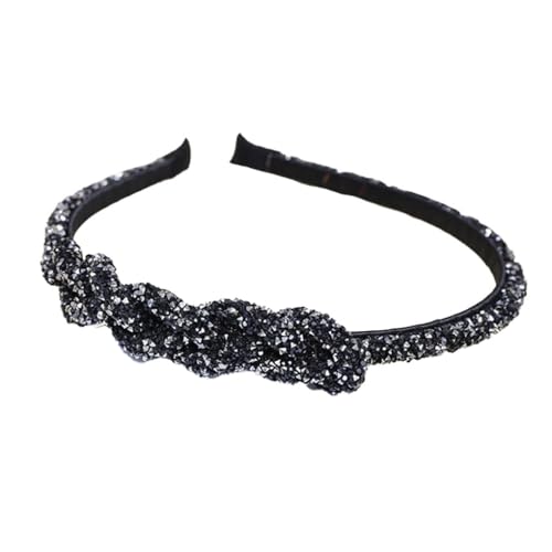 KIXZSAZ Haarband Strass Weave Handwerk Kristall Haarbänder Breite Stirnbänder Hoop Hochzeit Styling Zubehör Kopfschmuck, Schwarz-Weiss von KIXZSAZ