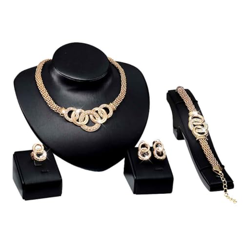 KIXZSAZ Hochzeit Zeremonie Strass Schmuck Set Mädchen Party Bankett Legierung Kristall Halskette Ring Ohrring Armband Kit Dekoration KIXZSAZ Hochzeit Zeremonie Strass Schmuck Set Mädchen Party Bankett Legierung Kristall Halskette Ring Ohrring Armband Kit Dekoration von KIXZSAZ