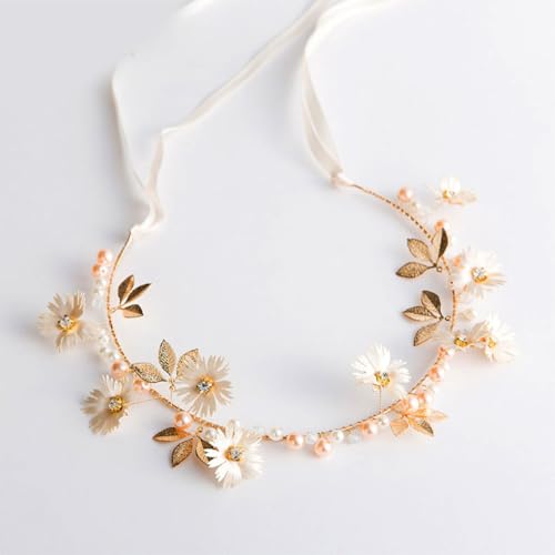 KIXZSAZ Mädchen Stirnband Brautschmuck Haarband Dekor Hochzeit Schmuck Festival Party Mode Elegante Perle Kopfbedeckung Zubehör von KIXZSAZ