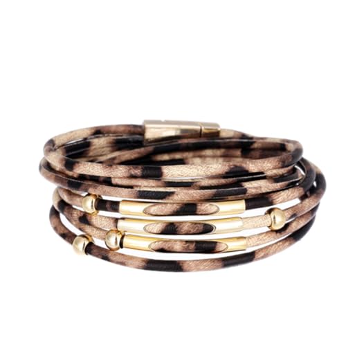 KIXZSAZ Magnetarmband Mehrschichtig Magnetschnalle Leder Mehrfarbig Valentinstag Geschenke Armband Schmuck Unisex, Kaffee von KIXZSAZ