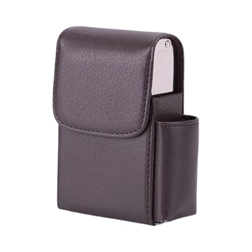 KIXZSAZ Mehrzweck PU Zigarettenetui für Visitenkarten und Zigaretten, hergestellt aus PU Visitenkartenetui. Zigarettenetuis, Litschibraun von KIXZSAZ