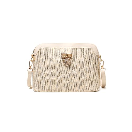 KIXZSAZ Mode Stroh Umhängetasche gewebtes Leder Boho Dekor Handtasche Strandurlaub Damen Damen Sommer Bohemian Style Tote von KIXZSAZ