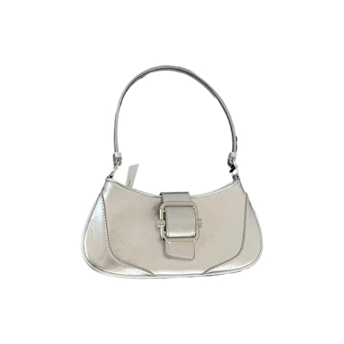 KIXZSAZ Mode Weibliche Quadratische Einkaufstasche Für Unterhaltung Veranstaltungsort Ausflüge Geeignet Für Viele Gelegenheiten PU Handtaschen Für Frauen Nische, Silber von KIXZSAZ
