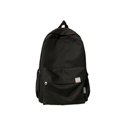 KIXZSAZ Nylon Frauen Rucksack Einfache Weibliche Reisetasche Rucksäcke College Stil Schulter Schultasche Rucksack Mädchen Student, Schwarz von KIXZSAZ