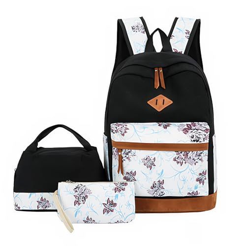 KIXZSAZ Oxford Mädchen Rucksack Für 3 Stück Bogen Mit Fall Rucksack Mit Bogen Primäre Sekundäre Teen Blüte Mit, Typ+5 von KIXZSAZ