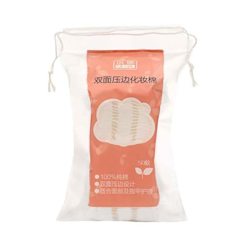 KIXZSAZ Packung mit 50 Make up Pads aus Baumwolle, doppelseitig, Kosmetik, Foundation Entferner, tragbarer Kordelzughalter, Reinigungswerkzeuge von KIXZSAZ