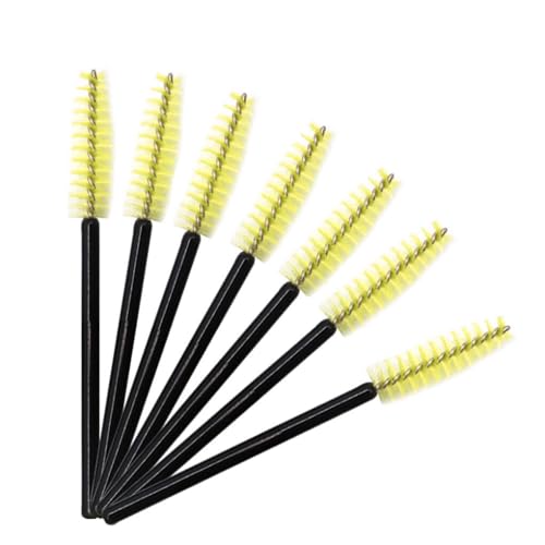 KIXZSAZ Packung mit 50 Wimpernbürsten, Einweg Nylon Mascara Stäbchen, Beauty Tools, Applikator, Kosmetik Tool, Augenbrauenbürsten Stick, Schwarz Gelb von KIXZSAZ