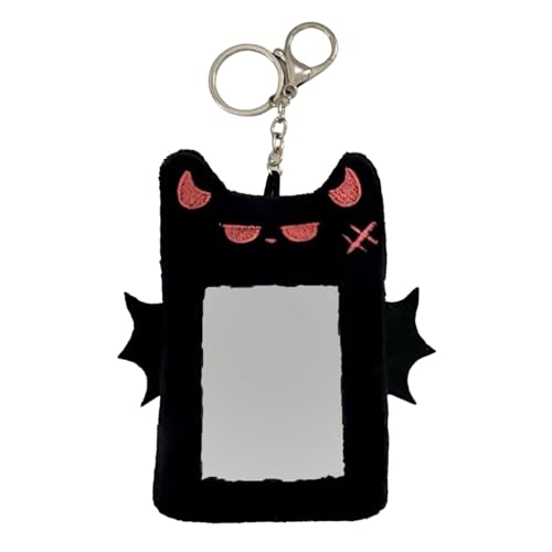KIXZSAZ Plüsch Teufel Cover Kpop Fotokartenhalter Schutzhülle Koreanischer Kartenhalter 3 Zoll Kpop Fotokartenhalter Schlüsselanhänger Y2K, Schwarz von KIXZSAZ