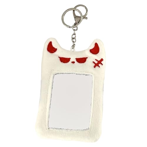 KIXZSAZ Plüsch Teufel Cover Kpop Fotokartenhalter Schutzhülle Koreanischer Kartenhalter 3 Zoll Kpop Fotokartenhalter Schlüsselanhänger Y2K, Weiß von KIXZSAZ