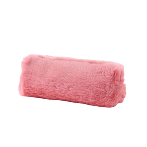 KIXZSAZ Plüsch schöne Federmäppchen Tasche Halter Reißverschluss Student Aufbewahrungstaschen Schreibwaren für Schule Bürobedarf, Dunkelpink von KIXZSAZ