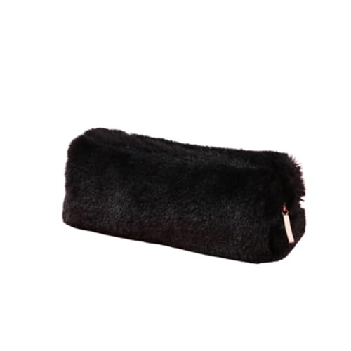 KIXZSAZ Plüsch schöne Federmäppchen Tasche Halter Reißverschluss Student Aufbewahrungstaschen Schreibwaren für Schule Bürobedarf, Schwarz von KIXZSAZ