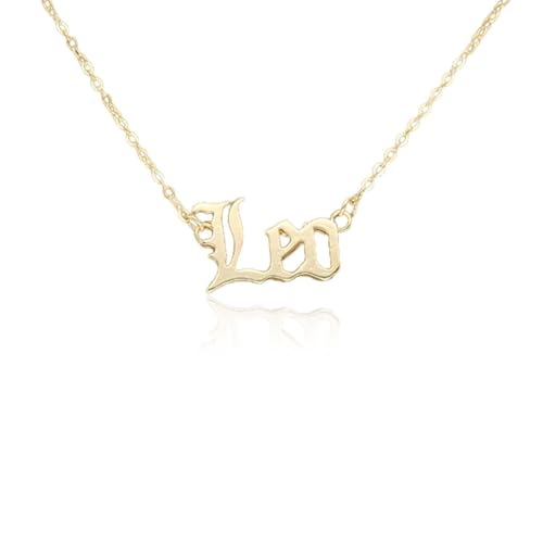 KIXZSAZ Retro Englisch Buchstabe Zwölf Sternzeichen Konstellationen Thema Sternzeichen Halskette Ins Schicke Komfortable Charm DIY Anhänger, Löwe Gold von KIXZSAZ