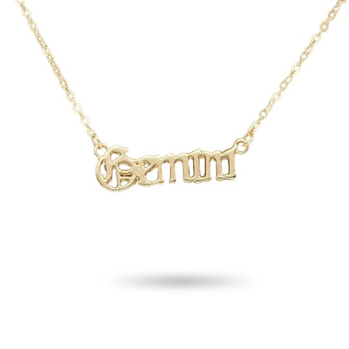KIXZSAZ Retro Englisch Buchstabe Zwölf Sternzeichen Konstellationen Thema Sternzeichen Halskette Ins Schicke Komfortable Charm DIY Anhänger, Zwillinge Gold von KIXZSAZ