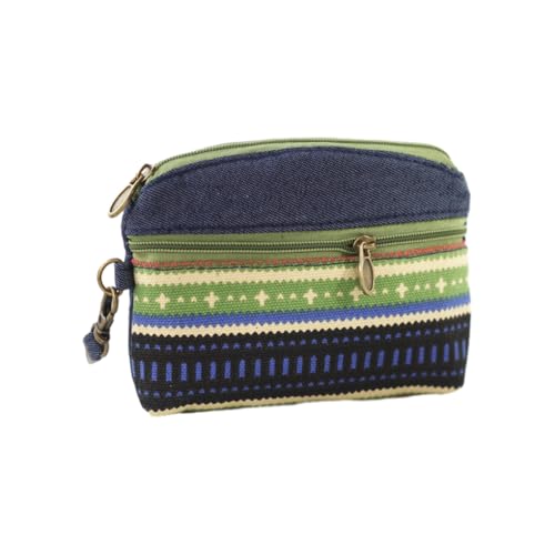 KIXZSAZ Robuste und leichte Geldbörse für Geldkarten und Münzen. Kleine Geldbörse im Ethno Stil. Geldbörse aus Baumwollstoff, Grün – nationaler Sieg von KIXZSAZ