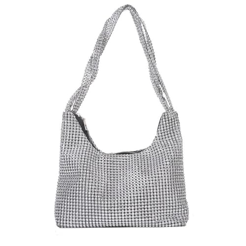 KIXZSAZ Stilvolle Damen Umhängetasche mit Designer Perlenkette – Umhängetaschen aus PU mit Designer Perlenkette für den Alltag von KIXZSAZ