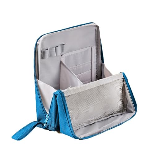 KIXZSAZ Stilvolle und geräumige Make up Tasche mit Mehreren Fächern OxfordCloth Make up Tasche mit Fächern Make up Tasche groß, Blau von KIXZSAZ