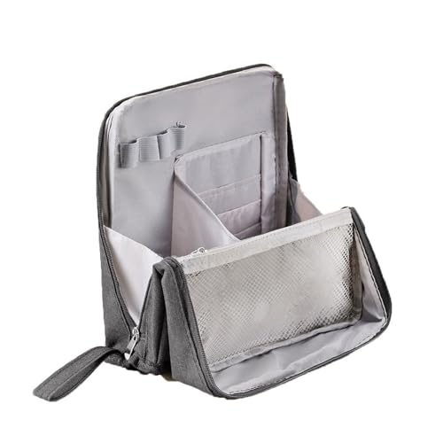 KIXZSAZ Stilvolle und geräumige Make up Tasche mit Mehreren Fächern OxfordCloth Make up Tasche mit Fächern Make up Tasche groß, Grau von KIXZSAZ