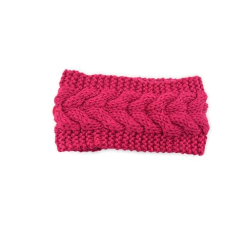 KIXZSAZ Stirnbänder Winddichter elastischer Kopfschutz mit Knöpfen Gestrickte mehrfarbige verstellbare universelle Damen Ohrenschützer, Fuchsie von KIXZSAZ