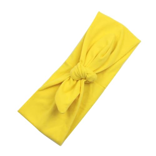 KIXZSAZ Stirnband Solid Bow Knot Sport Flexibel Breite Weichheit Schweißband Geknotete Hasenohren Wickeln Styling Kopfbedeckung Laufen, Gelb von KIXZSAZ