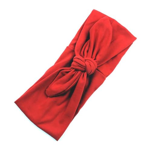 KIXZSAZ Stirnband Solid Bow Knot Sport Flexibel Breite Weichheit Schweißband Geknotete Hasenohren Wickeln Styling Kopfbedeckung Laufen, Rot von KIXZSAZ