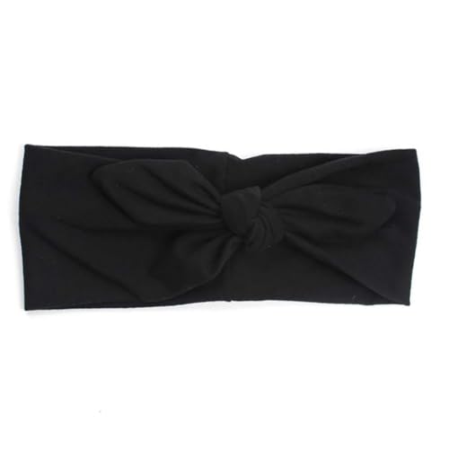KIXZSAZ Stirnband Solid Bow Knot Sport Flexibel Breite Weichheit Schweißband Geknotete Hasenohren Wickeln Styling Kopfbedeckung Laufen, Schwarz von KIXZSAZ